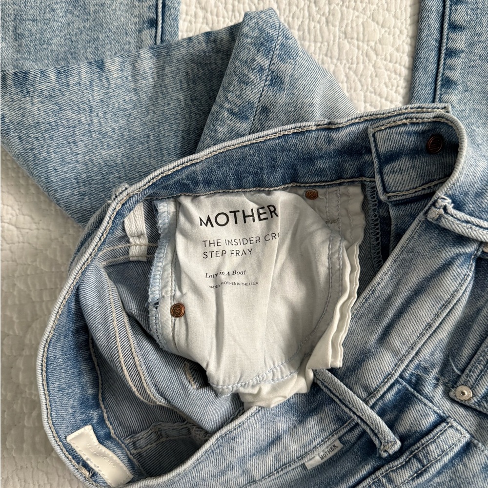 MOTHER The Insider High Rise Crop Step Fray Hem Jeans Love In A Boat - Picture 5 of 7